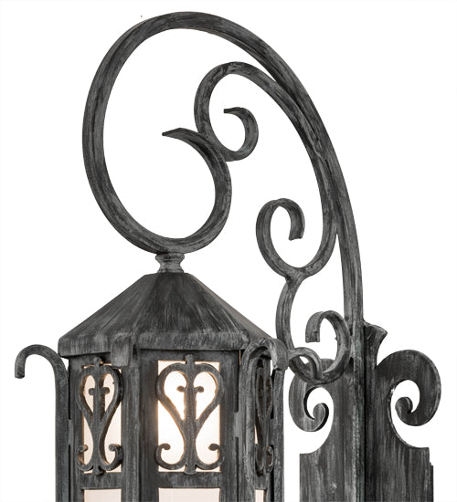 Meyda Lighting Caprice 178197 9" Antique Iron Gate Wall Sconce With Frosted Seeded Shade Glass