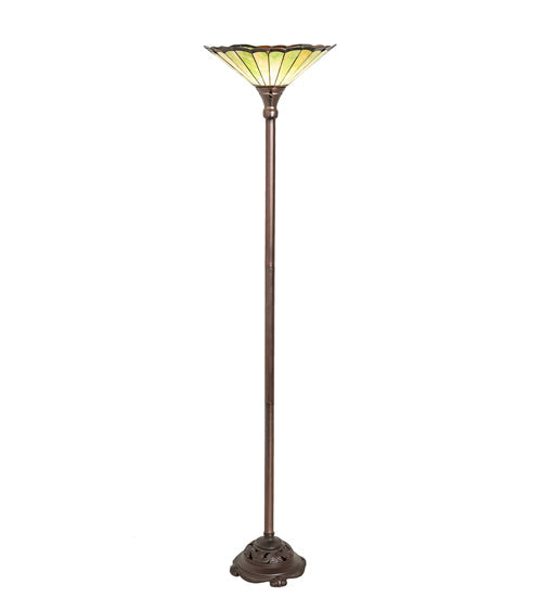 Meyda Lighting Caprice 70" Mahogany Bronze Floor Lamp With Green Shade Glass