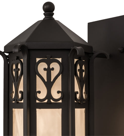 Meyda Lighting Caprice 9"W x 16"H Solar Black Wall Sconce With White Art Shade Glass
