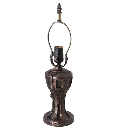 Meyda Lighting Carousel 17" Mahogany Bronze Accent Table Lamp With Green & Beige Jadestone Shade