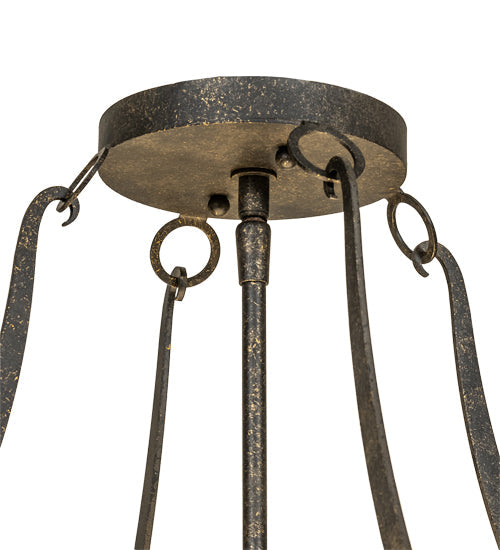 Meyda Lighting Carousel 27" 6-Light Golden Bronze Flush Mount Light With Beige Sahara Taupe Idalight Shade