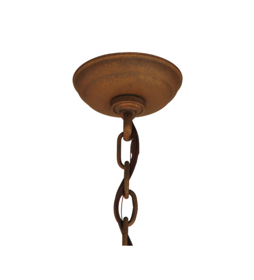 Meyda Lighting Carousel 42" 8-Light Antique Rust Inverted Pendant Light With Beige Sahara Taupe Idalight Shade Glass