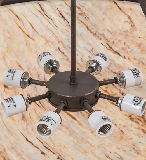 Meyda Lighting Carousel 42" 8-Light Gilded Tobacco Pendant Light With Beige Tawnyrock Idalight Shade Glass
