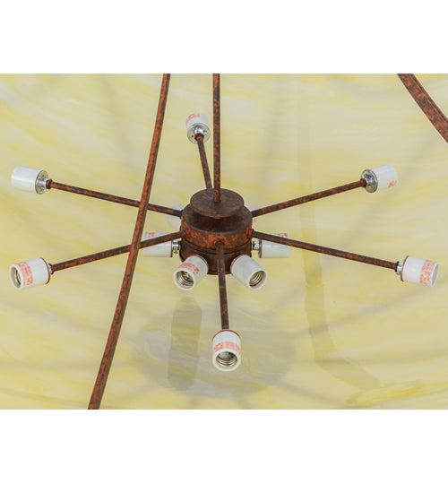 Meyda Lighting Carousel 60" 12-Light Rusty Nail Pendant Light With Botticino Idalight Shade Glass