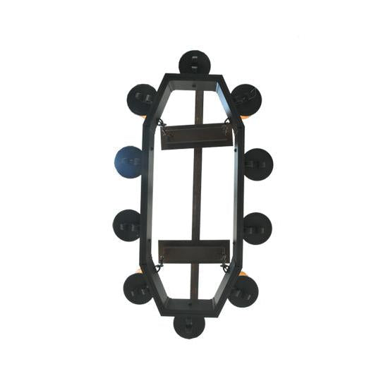 Meyda Lighting Carpathian 48" 10-Light Wrought Iron Chandelier With Honey Amber Faux Candles Shade