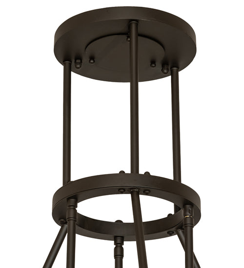 Meyda Lighting Cartier 24" 6-Light Oil Rubbed Bronze Cascading Chandelier With Silver Mica Shade Glass