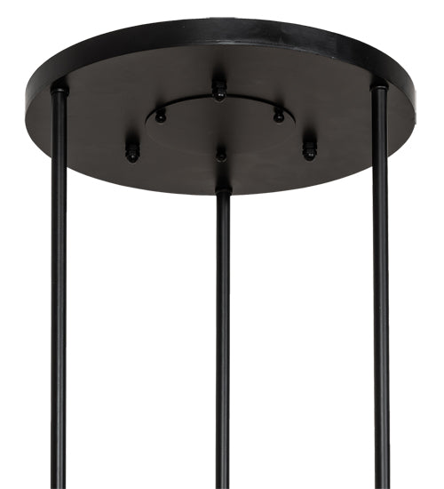Meyda Lighting Cartier 30" 9-Light Solar Black Cascading Chandelier With Clear Seeded Shade Glass