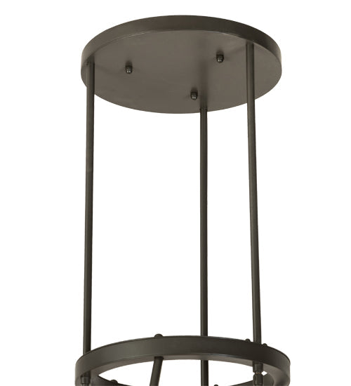 Meyda Lighting Cartier 30" 9-Light Timeless Bronze Cascading Chandelier With Amber Mica Shade Glass