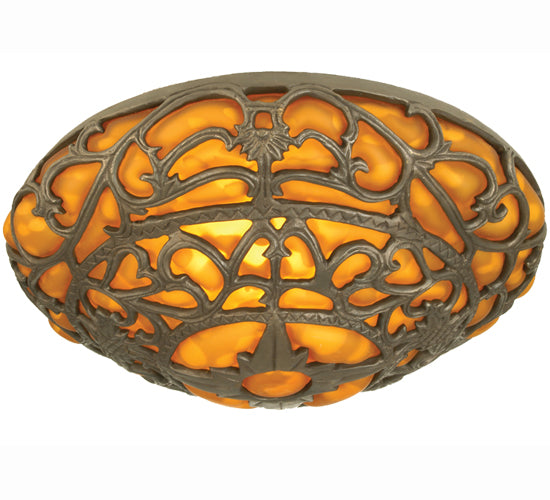 Meyda Lighting Castle Braintree 14" Antique Frame With Amber Shade Glass