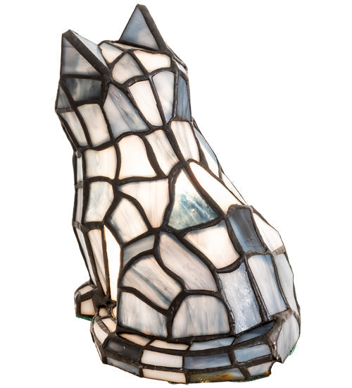 Meyda Lighting Cat 7" Table Lamp With White & Black Shade Glass