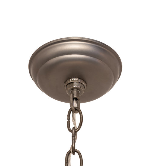 Meyda Lighting Catch of the Day 18" 2-Light Industrial Steel Inverted Pendant Light With Silver Mica Shade Glass