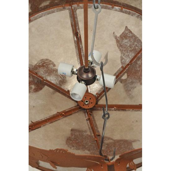 Meyda Lighting Catch of the Day 32" 4-Light Earth Bass Inverted Pendant Light With Silver Mica Shade Glass
