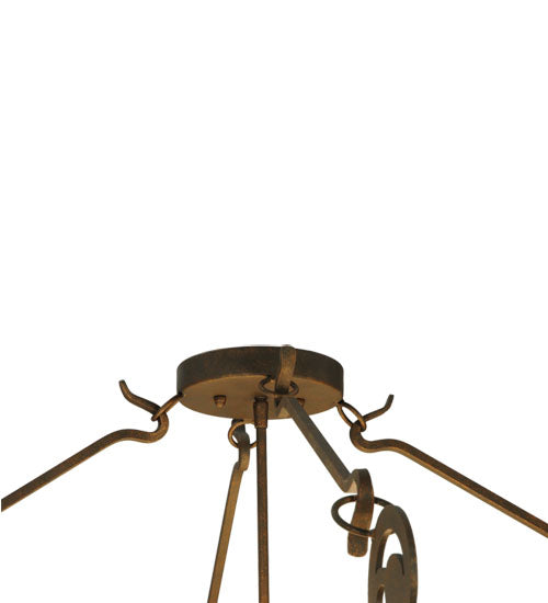 Meyda Lighting Ceres 42" 6-Light Gilded Tobacco Semi-flush Mount Ceiling Light With Beige Travertine Idalight Shade
