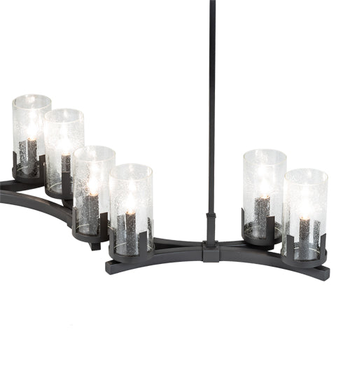 Meyda Lighting Cero 52" 8-Light Wrought Iron Island Chandelier With Clear Seeded Shade Glass