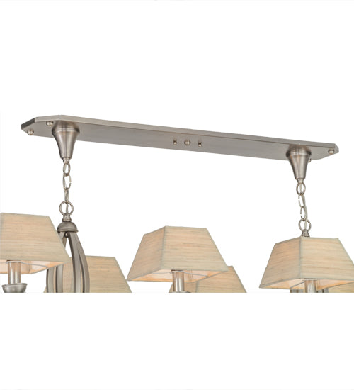 Meyda Lighting Cesta 58" 10-Light Brushed Nickel Chandelier With Beige Textrene Shade