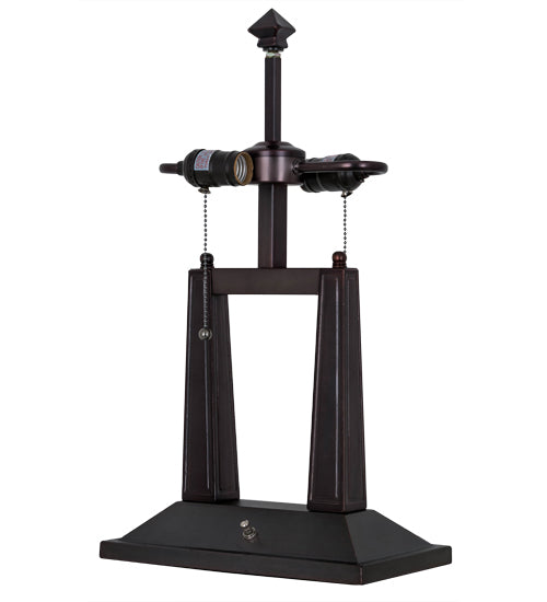 Meyda Lighting Chaves 20" 2-Light Mahogany Bronze Island Table Lamp With Multi-Colored Shade Glass