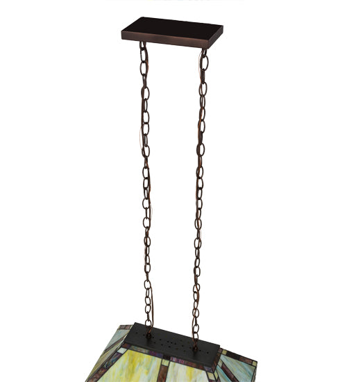 Meyda Lighting Chaves 20" 4-Light Mahogany Bronze Island Pendant Light With Multi-Colored Shade Glass