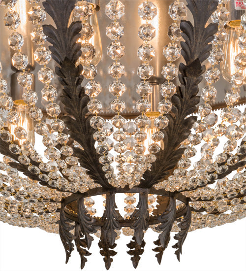 Meyda Lighting Chrisanne 32" 6-Light Chestnut Flush Mount Light With Crystal Shade Glass