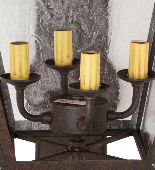 Meyda Lighting Christian 165282 12" 4-Light Cajun Spice Wall Sconce With Clear Seeded Shade Glass