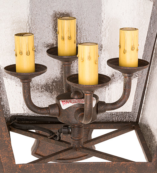 Meyda Lighting Christian 22" 4-Light Cajun Spice Wall Sconce With Clear Seeded Shade Glass