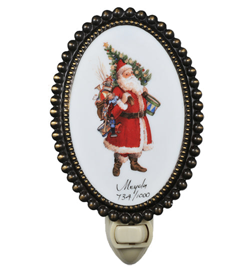 Meyda Lighting Christmas 4"W x 6"H 12-Light Antique Brass Night Light With Assorted Shade