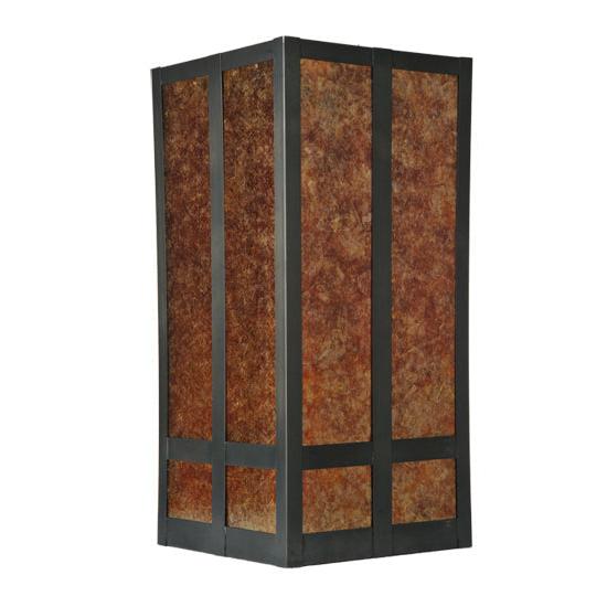 Meyda Lighting Church Street 58" 7-Light Craftsman Brown Chandelier With Amber Mica Shade Glass