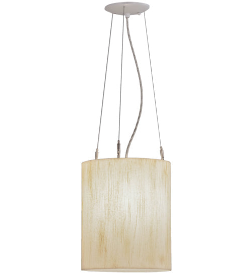 Meyda Lighting Cilindro 10" White De Marfil Lino Pendant Light With Ivory Linen Idalight Shade