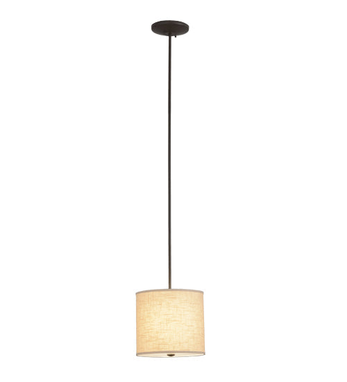 Meyda Lighting Cilindro 12" Timeless Bronze Beige Pendant Light With Beige Textrene Shade