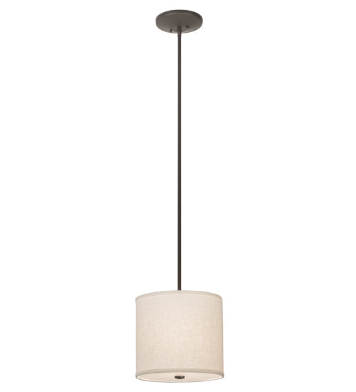 Meyda Lighting Cilindro 12" Timeless Bronze Pendant Light With Beige Textrene & Stataurio Idalight Shade