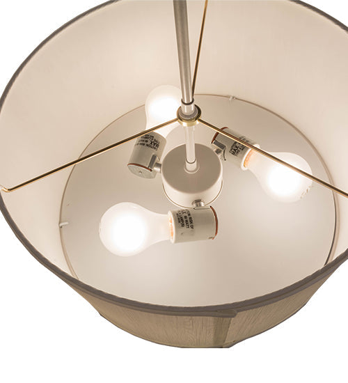 Meyda Lighting Cilindro 15" 3-Light Nickel Pendant Light With Eggshell White Textrene Shade