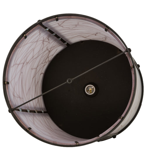 Meyda Lighting Cilindro 15" Oil Rubbed Bronze Veritas Outdoor Pier Mount Light With White & Orange Patterns Shade Glass