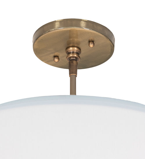 Meyda Lighting Cilindro 18" 3-Light Brass Tint Pendant Light With White Hardbacked Textrene & Statuario Idalight Shade