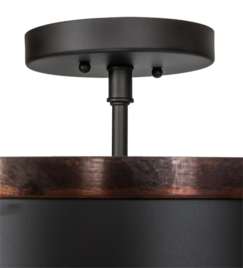 Meyda Lighting Cilindro 18" LED Oil Rubbed Bronze & Vintage Copper Semi-flush Mount Light With White Statuario Idalight Shade