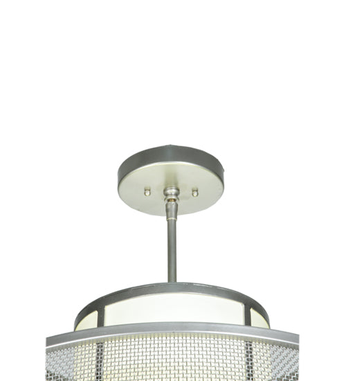 Meyda Lighting Cilindro 22" 4-Light Nickel Weave-Tex Pendant Light With White Statuario Idalight Shade