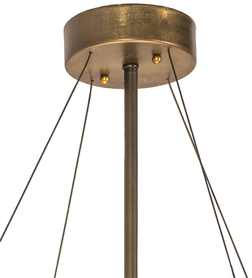 Meyda Lighting Cilindro 24" 3-Light Antique Copper Pendant Light With Brown Burlap Textrene & White Statuario Idalight Shade