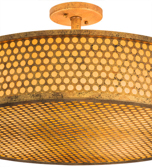 Meyda Lighting Cilindro 24" 4-Light Autumn Leaf Luciano Flush Mount Light With Amber Quartz Idalight Shade Glass