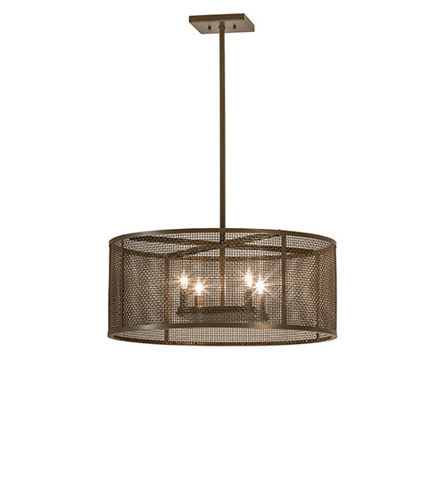 Meyda Lighting Cilindro 24" 4-Light Brown Metalic Rame Pendant Light