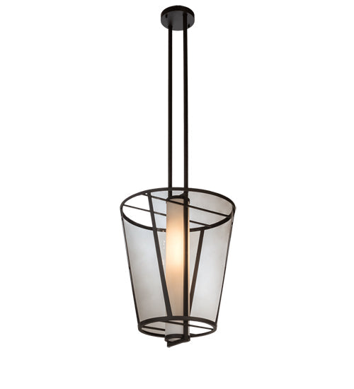Meyda Lighting Cilindro 25" Oil Rubbed Bronze Tapered Pendant Light With Bronze Transparent Glass & WHite Statuario Idalight Shade