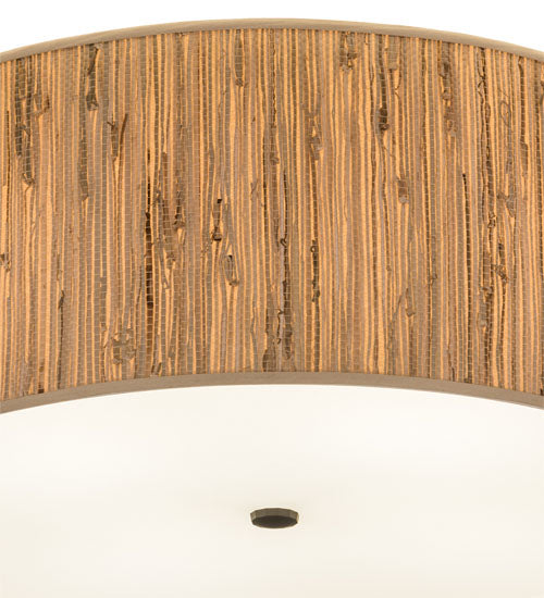 Meyda Lighting Cilindro 26" 4-Light Oil Rubbed Bronze Textrene Flush Mount Light With Beige & Statuario Idalight Shade