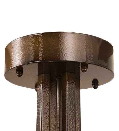 Meyda Lighting Cilindro 30" 3-Light Antique Hammered Gold Weave-Tex Semi-flush Mount Light With Silver Mica Shade Glass