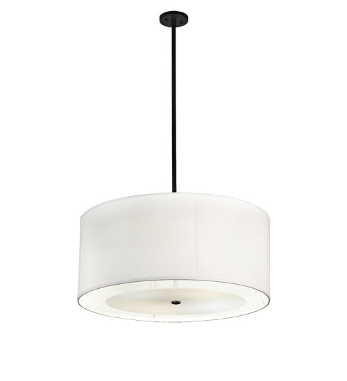 Meyda Lighting Cilindro 30" 4-Light Textured Black Pendant Light With Ivory Textrene & Statuario Idalight Shade