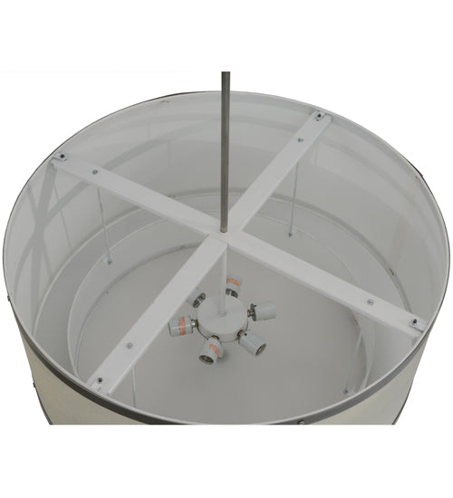 Meyda Lighting Cilindro 30" 6-Light 2-Tier Nickel Powder Coat Pendant Light With White Eggshell Textrene Shade