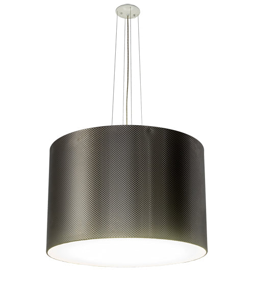 Meyda Lighting Cilindro 30" LED Brushed Stainless Steel Metal-Tex Pendant Light With White Statuario Idalight Shade Glass