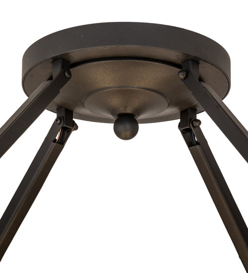 Meyda Lighting Cilindro 31" 4-Light Wrought Iron Lucy Semi-flush Mount Light With Silver Mica Shade Glass