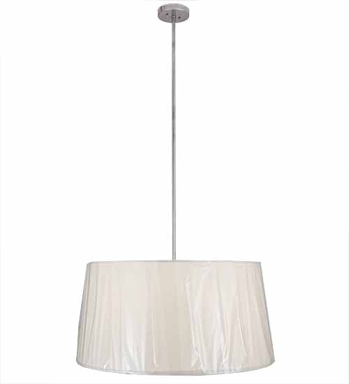 Meyda Lighting Cilindro 32" 4-Light Brushed Nickel Tapered Pendant Light With Ruffled Ivory Textrene Shade