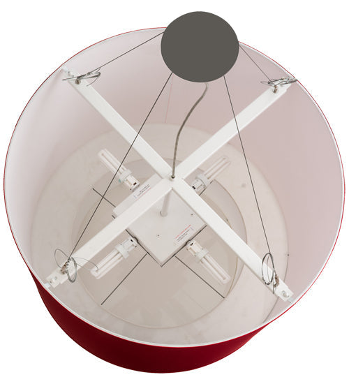 Meyda Lighting Cilindro 34" 4-Light 2-Tier Pendant Light With Red Textrene & White Staturio Idalight Shade