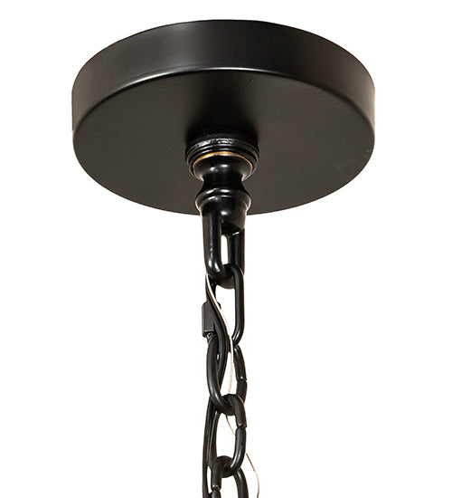 Meyda Lighting Cilindro 36" 12-Light Solar Black Leeds Pendant Light With Ivory Faux Candlelight