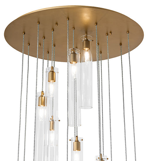 Meyda Lighting Cilindro 36" 18-Light Gold Metallic Cascading Pendant Light With Clear Shade Glass