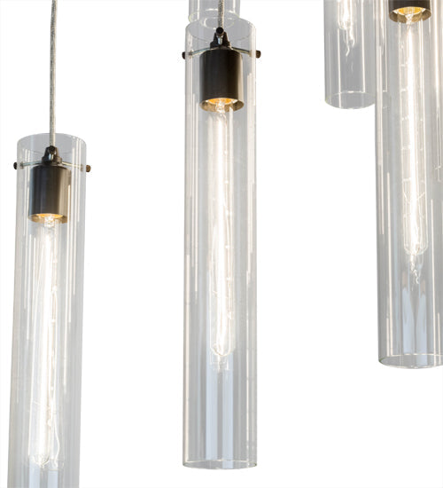 Meyda Lighting Cilindro 36" 18-Light Timeless Bronze Cascading Pendant Light With Clear Shade Glass