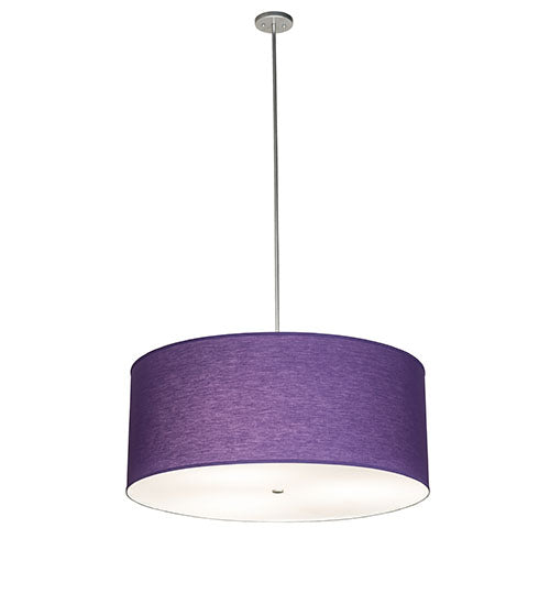Meyda Lighting Cilindro 36" 3-Light Sparkle Silver Pendant Light With Purple Textrene & Statuario Idalight Shade